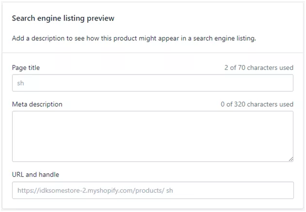 shopify search engine listing preview