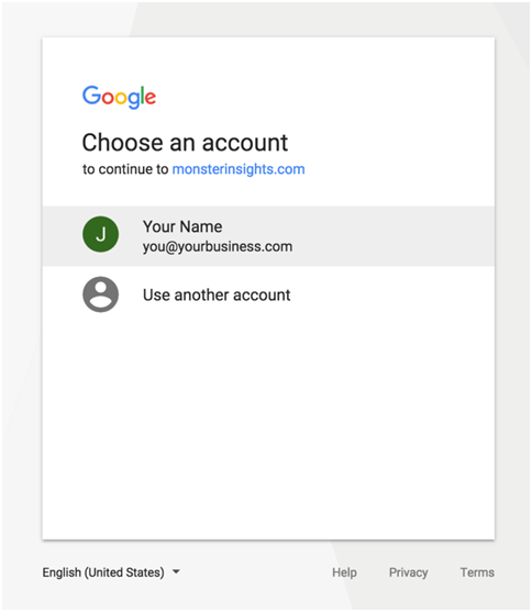 google choose account page